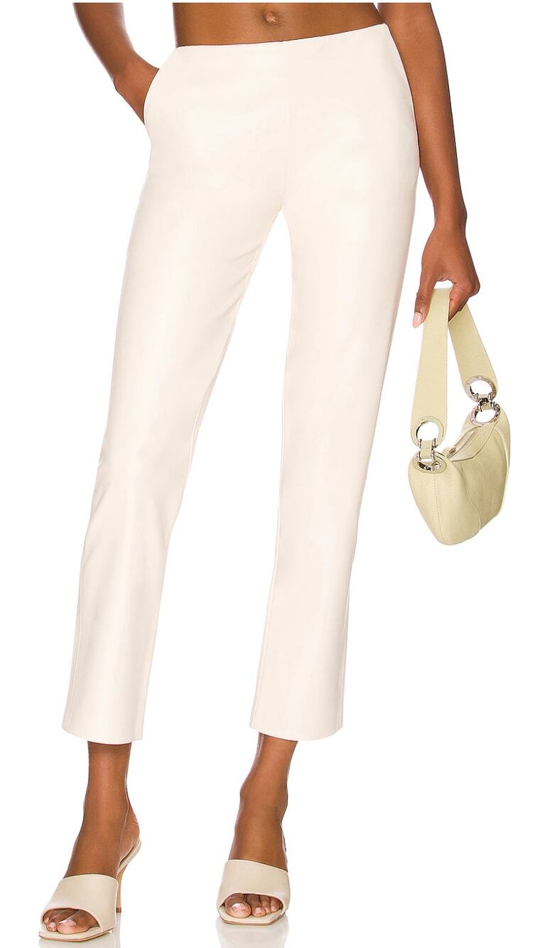 NBD White Faux Leather Pants MEDIUM Ankle Quiet Luxury Designer Revolve $228 NEW